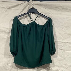 1. State Dark Green Off-Shoulder Blouse